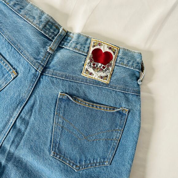 Vintage 1980s JouJou Purple "Leather" Color Block Denim Jean Shorts Jorts - Picture 6 of 7